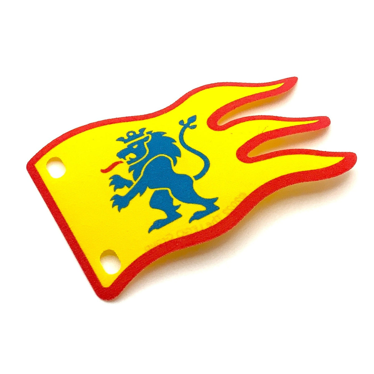 Cloth Lion Knights Flag 8x5 with 2 Holes, Wave with Red Border and Blue Lion Pattern, Part# 100728
