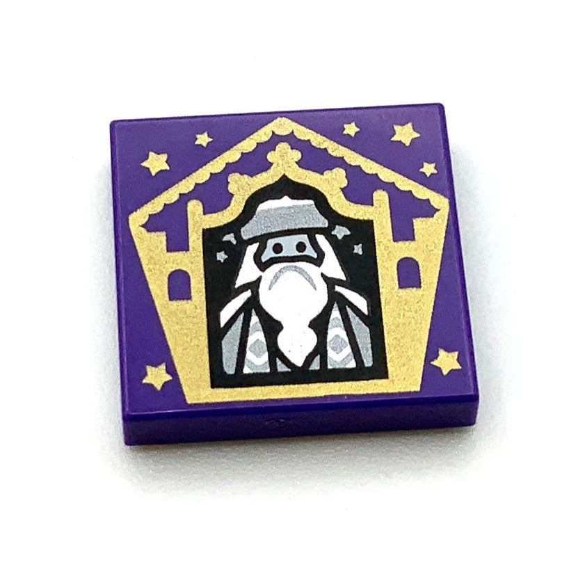 Tile Decorated 2x2 with Chocolate Frog Card Albus Dumbledore Gold Pattern, Part# 3068pb1743