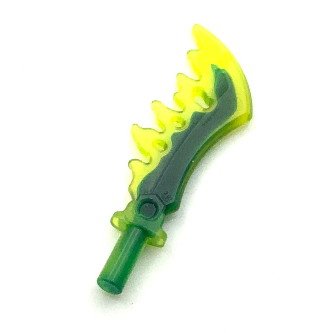 Minifigure Weapon Sword, Serrated with Marbled Dark Blue Pattern, Part #19858pb01