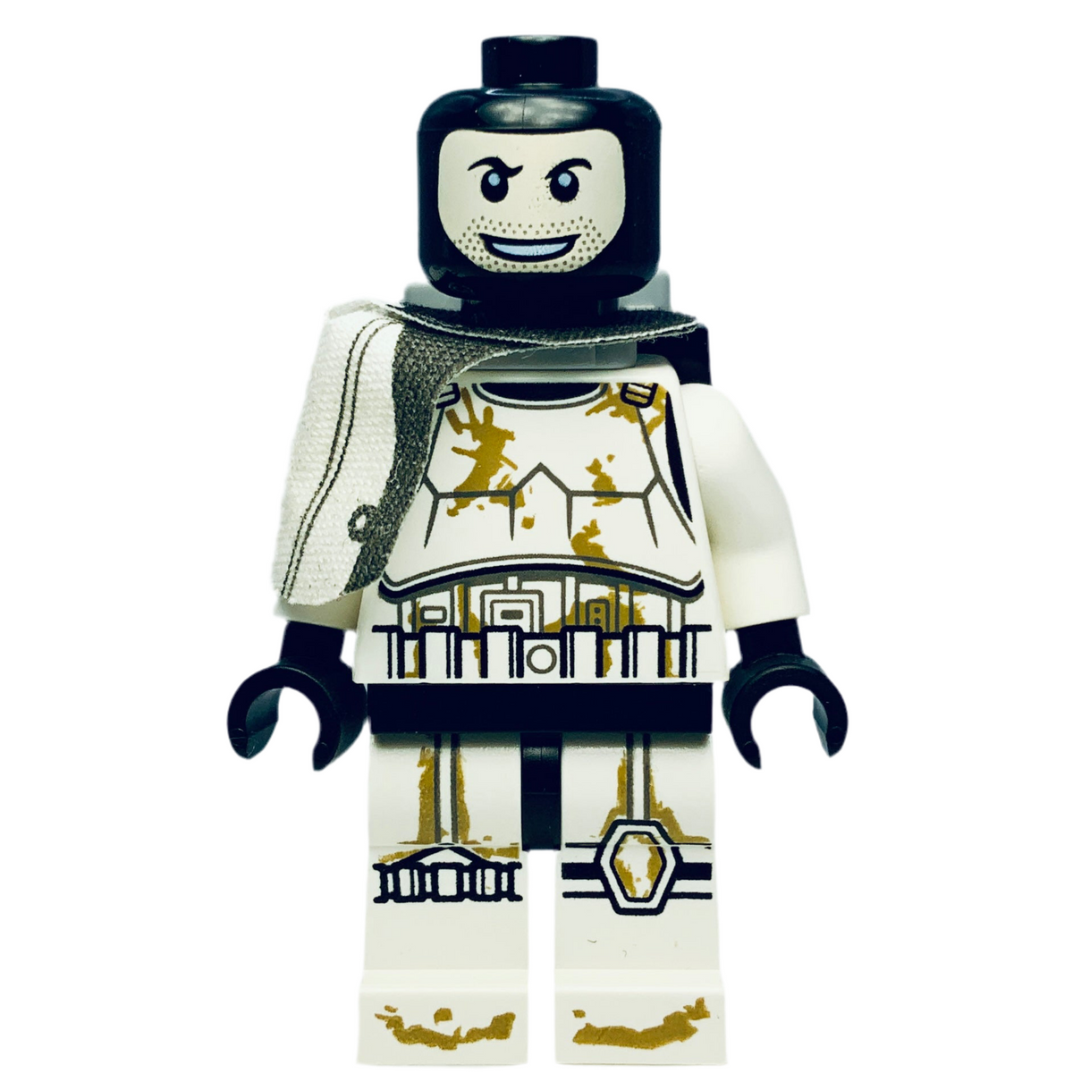 Sandtrooper - White Pauldron, Survival Backpack, Dirt Stains, Balaclava Head Print and Helmet with Dotted Mouth Pattern, sw0383