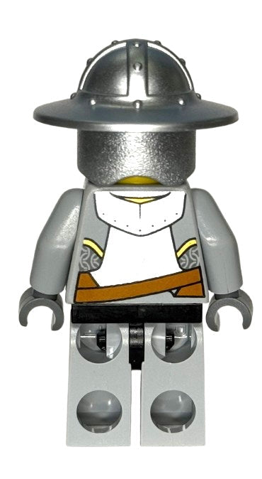 Kingdoms - Lion Knight Armor with Lion Head and Belt, Helmet with Broad Brim, Gray Beard, cas443b - LEGO® Castle Minifigure
