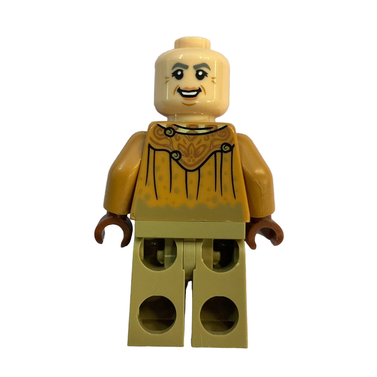 Professor Pomona Sprout - Dirty Cloak, Dark Green Holly Brooch, Dark Tan Legs, hp570 - LEGO® Harry Potter Minifigure