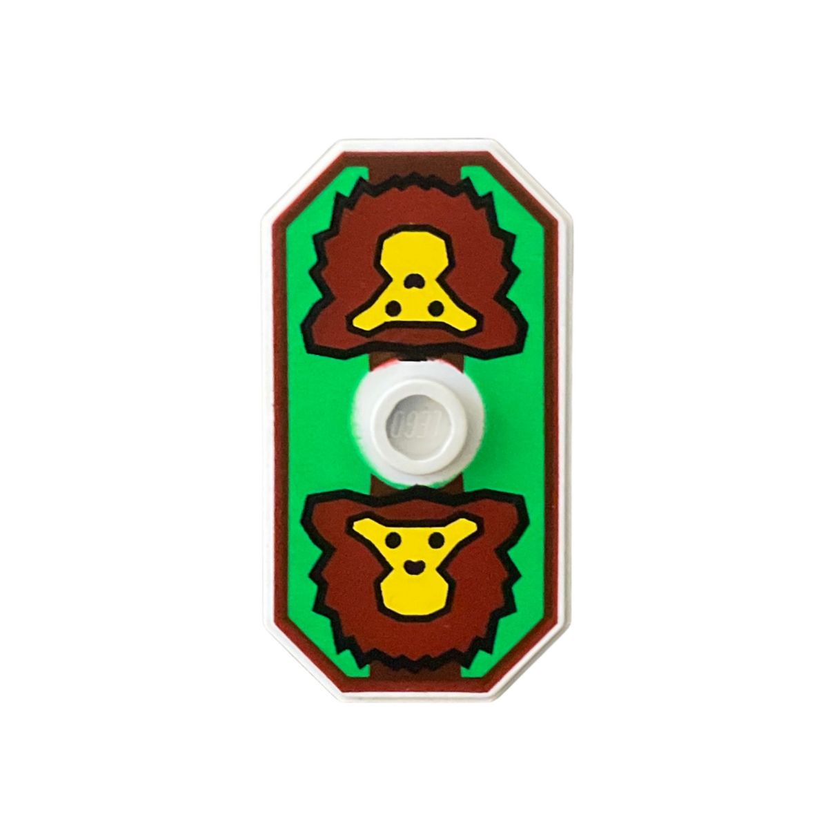 Shield Octagonal Long with Stud with Knights Kingdom Rascus Monkey Pattern (Printed Version), 48494pb02
