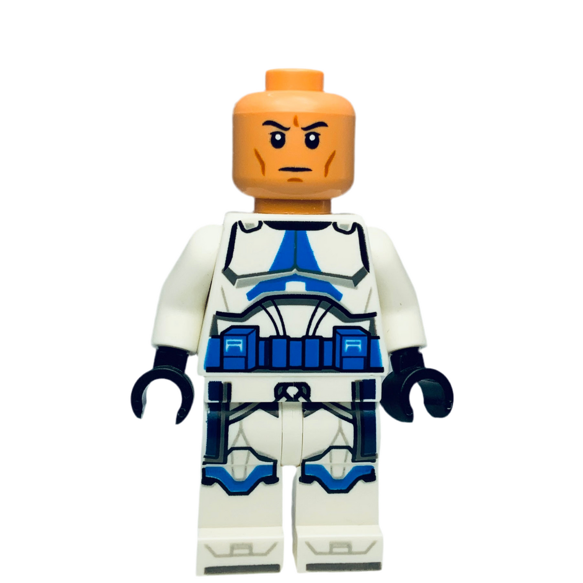 Clone Trooper Officer, 501st Legion (Phase 2) - White Arms, Blue Rangefinder, Nougat Head, Helmet with Holes, sw1246, LEGO® Star Wars Minifigure