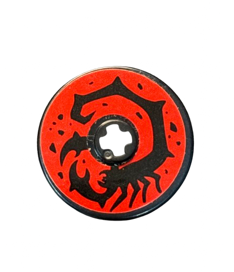 Technic, Disk 3 x 3 with Black Scorpion on Red Background Pattern (Sticker) - Set 70589, Part# 2723pb065