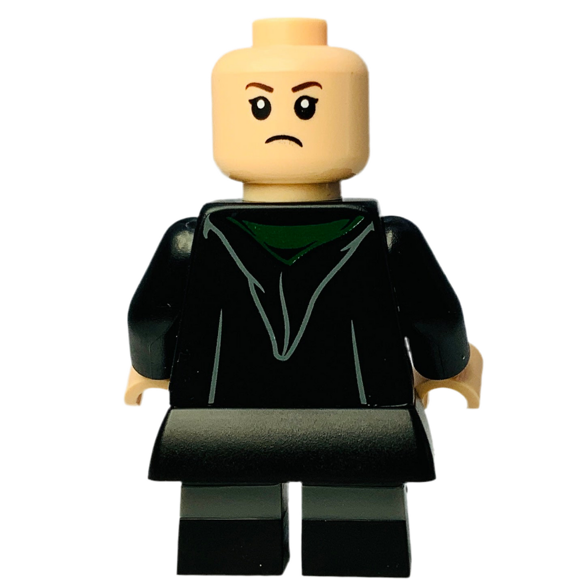 Pansy Parkinson - Slytherin Robe Clasped, Black Skirt, Black Short Legs with Dark Bluish Gray Stripes, hp492
