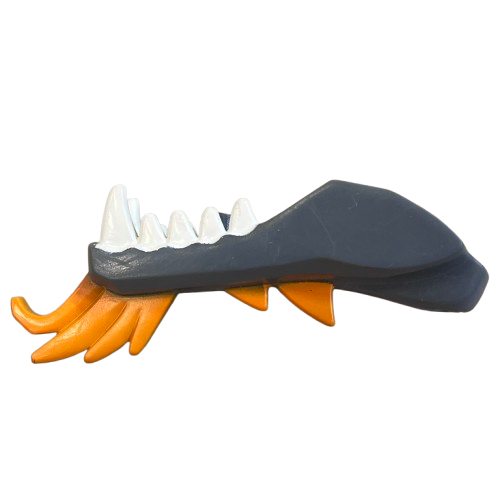 Dragon Head (Ninjago) Jaw Lower with White Teeth and Orange Spines Pattern, Part# 93072pb01