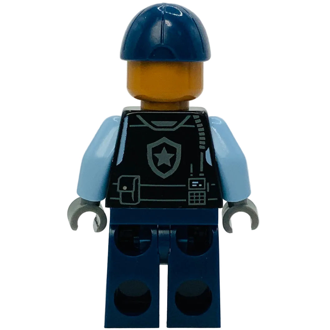 Security Guard Arkham Asylum - Male, Dark Blue Cap, Black Vest, sh1076 - LEGO® DC Minifigure