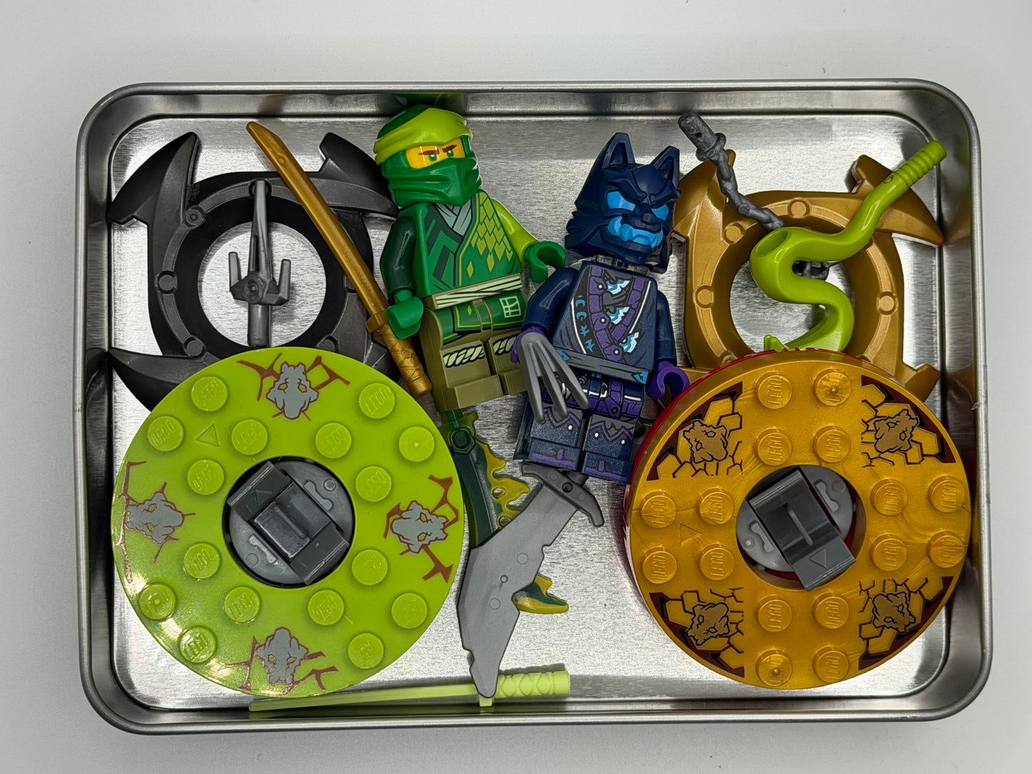 Ninjago Spinner Battle Mystery Tin, 2 Minifigures & Spinners!