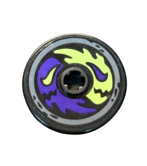 Technic, Disk 3 x 3 with Dark Purple and Yellowish Green Ghost Heads Pattern (Sticker) - Set 70734, Part# 2723pb059
