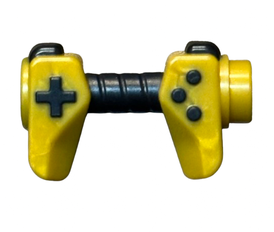 Minifigure, Utensil Game Controller, Holes on Sides for Bar with Molded Black Buttons and Center Handle Pattern, Part# 65080pb02