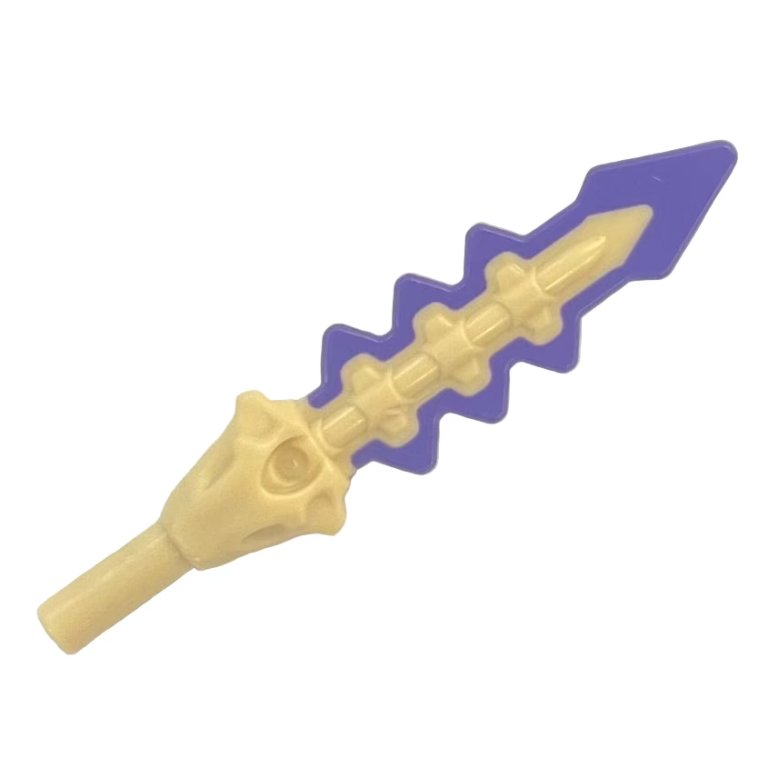 Minifigure, Weapon Sword, Serrated with Snake Skull Hilt and Dark Purple Blade Pattern, Part #18957pb01