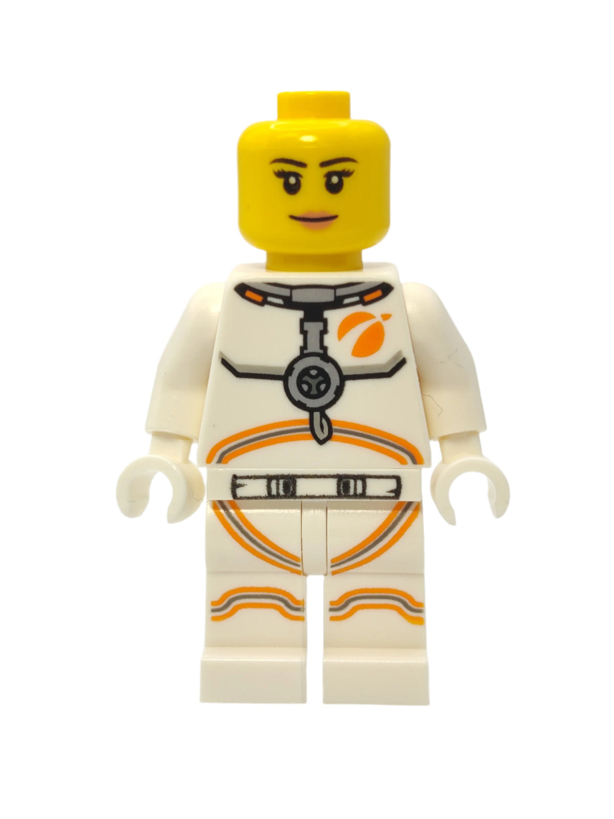 Astronaut - White Spacesuit with Orange Lines and Closed Mouth Smile, cty1064