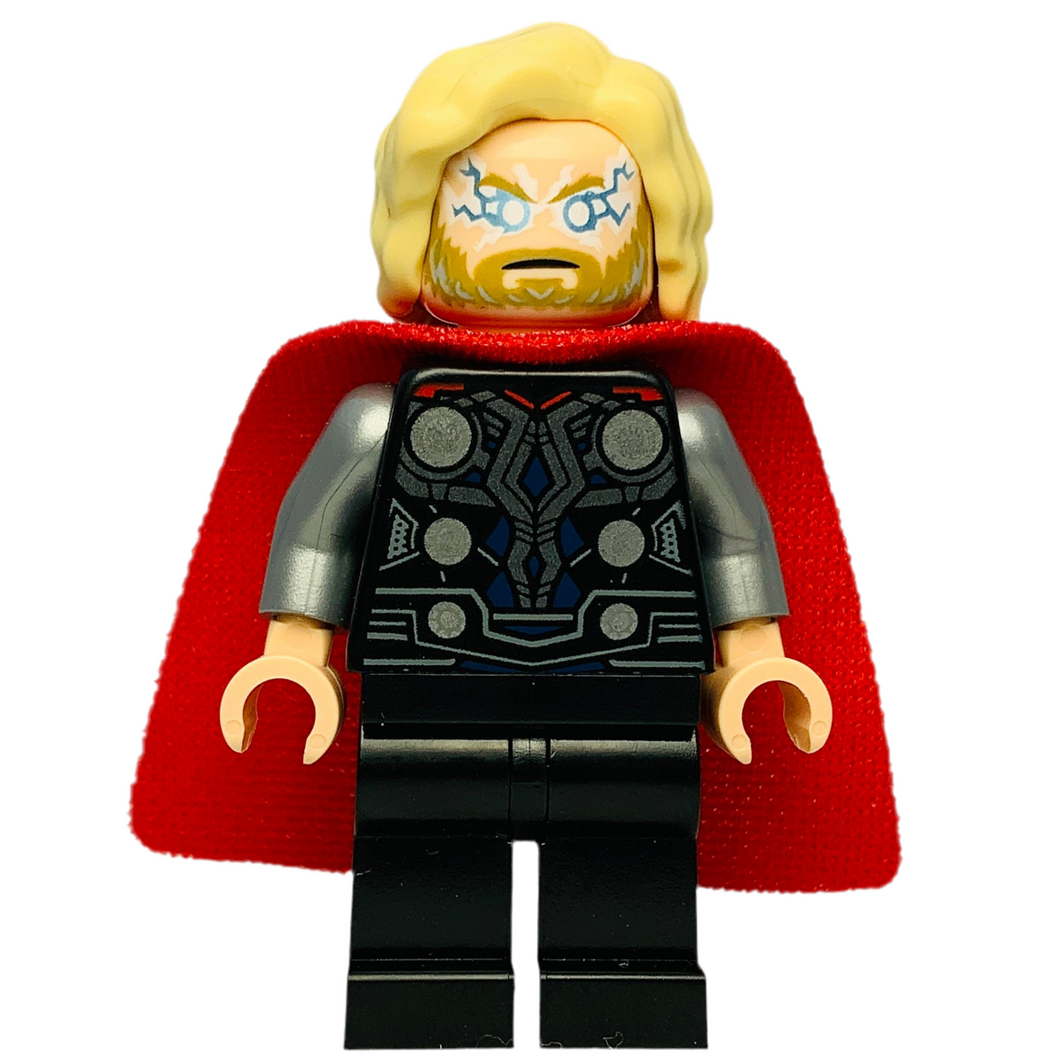 Thor - Spongy Cape with Single Hole, Black Legs, Bushy Hair, sh0915, LEGO® Marvel Minifigure
