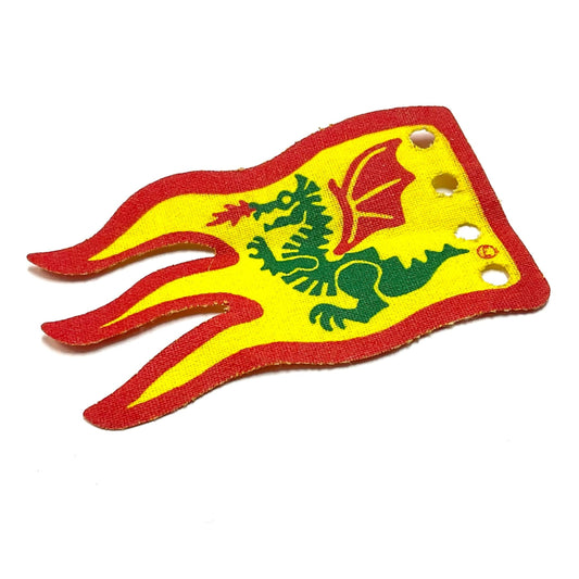 Cloth Flag 8x5 Wave with Red Border and Green Dragon Pattern (Double-Sided Print), Part# x376px1a