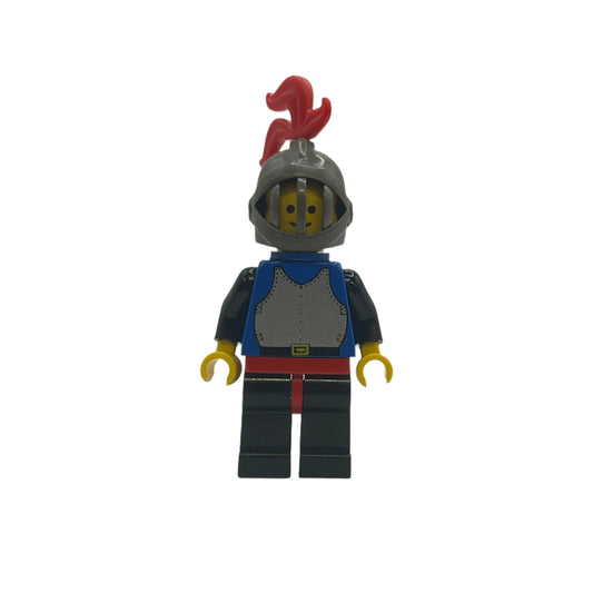 Castle - Black Legs with Red Hips, Dark Gray Grille Helmet, Red Plume, Blue Plastic Cape, Cas181