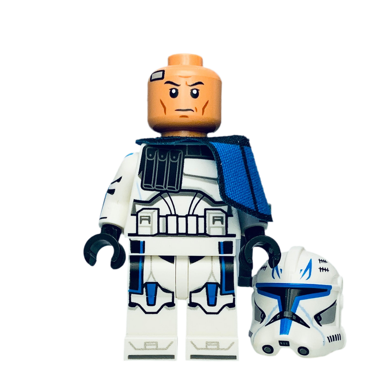 Clone Trooper Captain Rex, 501st Legion (Phase 2) - Blue Cloth Pauldron, Rangefinder, Printed White Arms - sw1315, LEGO® Star Wars Minifigure