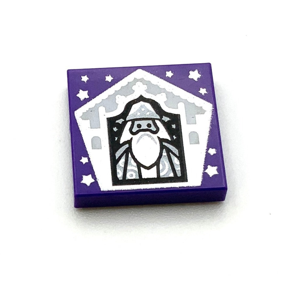 Tile Decorated 2x2 with Chocolate Frog Card Albus Dumbledore Silver Pattern, Part# 3068pb1742