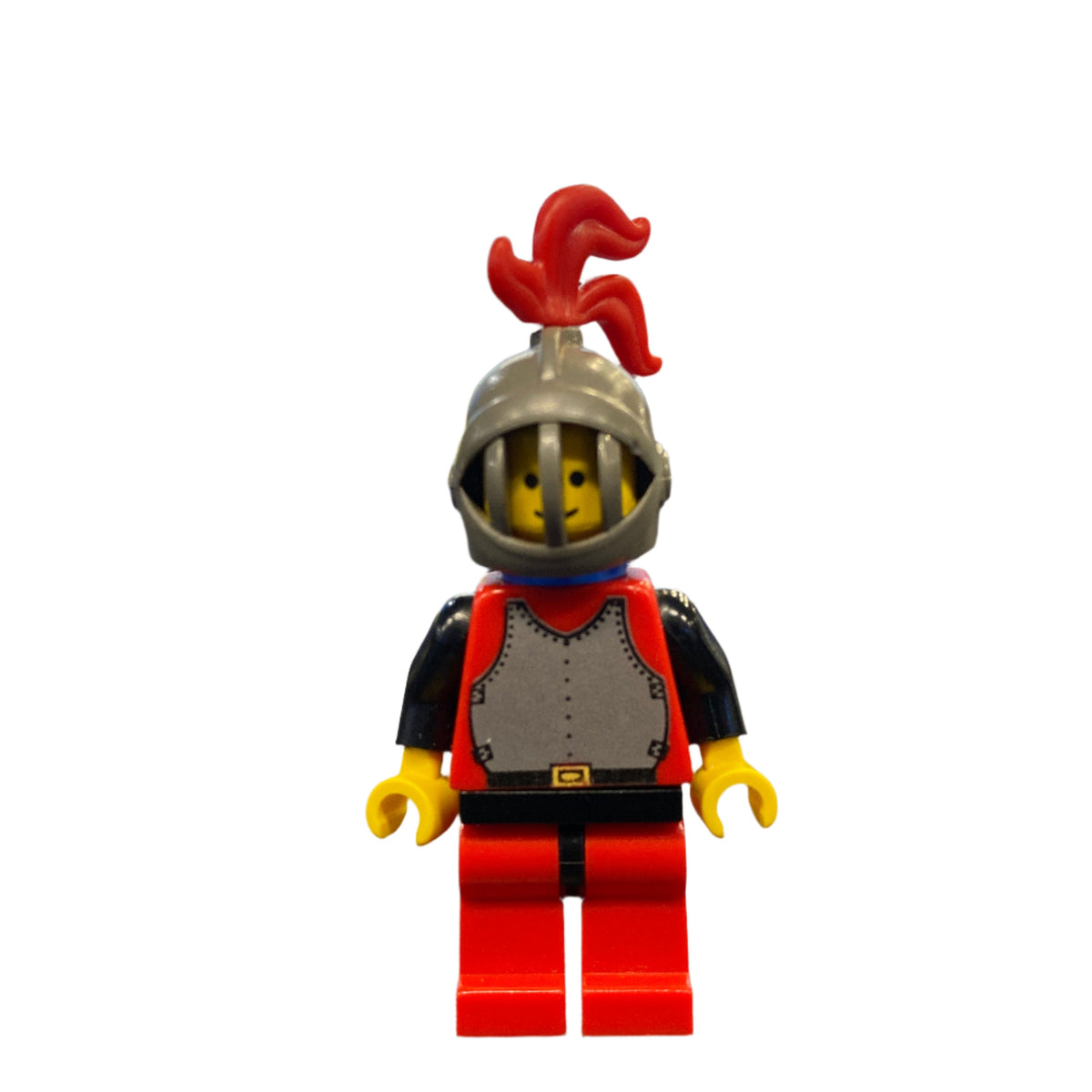 Breastplate - Red with Black Arms, Red Legs with Black Hips, Dark Gray Grille Helmet, Red Plume, Blue Plastic Cape, cas193