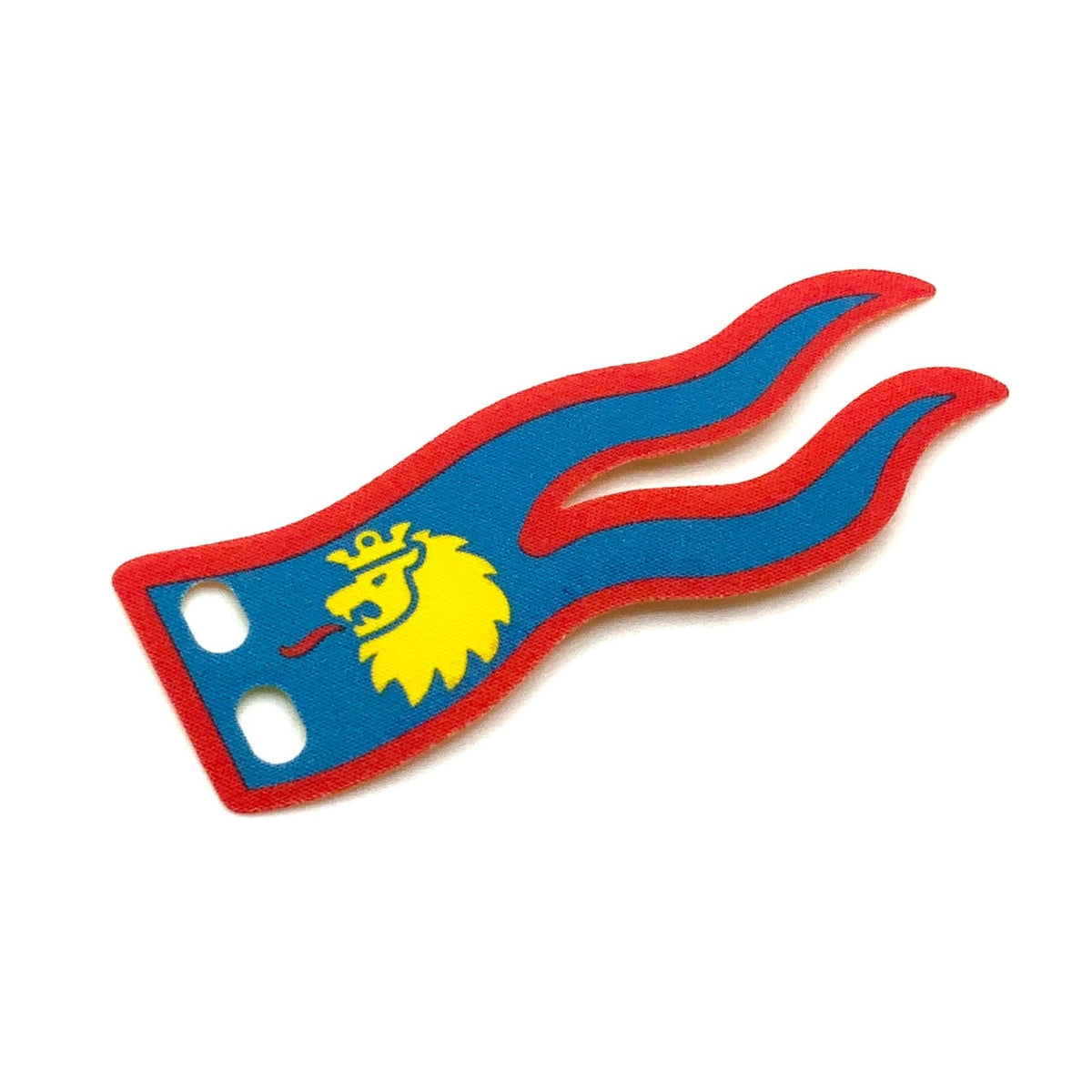 Lion Knights Cloth Flag 8x3 Wave with Lion Head on Blue Background with Red Border Pattern, Part# 100731
