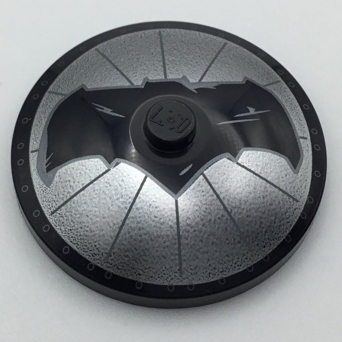 Dish 4x4 Inverted with Black Bat on Silver Background Batman Logo Pattern, Part# 3960pb035