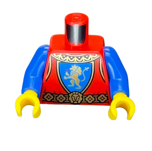 Torso Castle Surcoat, Gold Collar and Belt, Lion with Raised Foot on Blue Shield Emblem Pattern / Blue Arms / Yellow Hands, Part# 973pb4841c01
