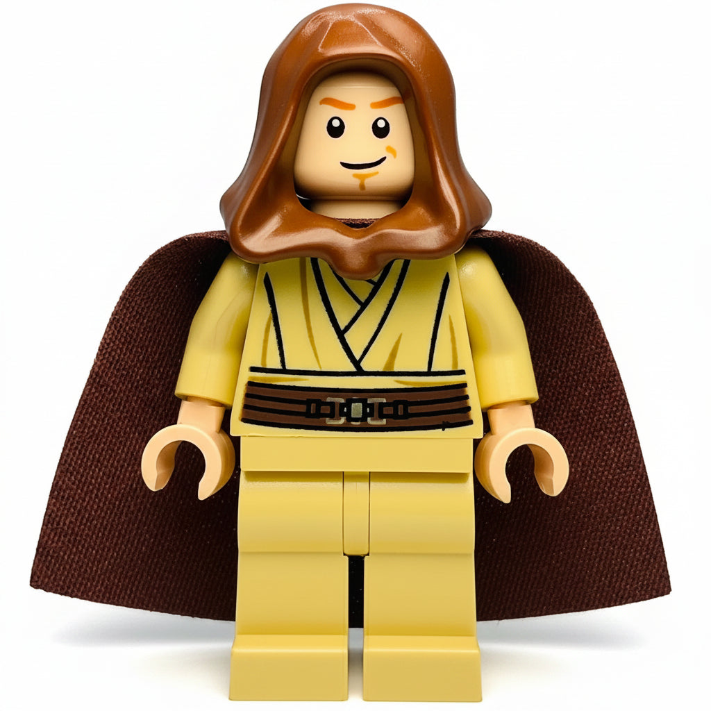 Obi-Wan Kenobi - Young with Hood and Cape, Tan Legs, Smile, sw0329 - LEGO® Star Wars Minifigure