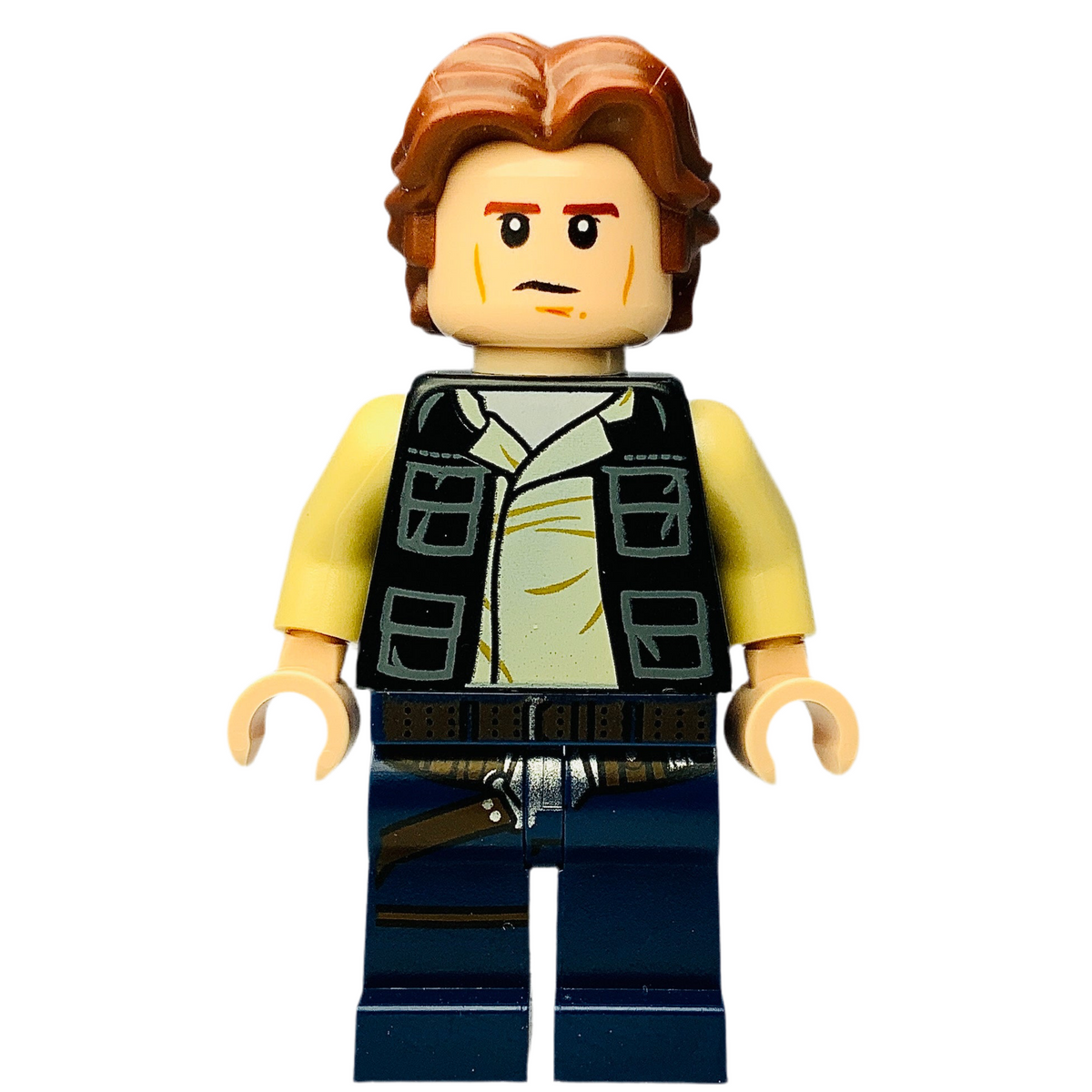 Han Solo, Dark Blue Legs, Vest with Pockets, Wavy Hair, sw0771, LEGO® Star Wars Minifigure