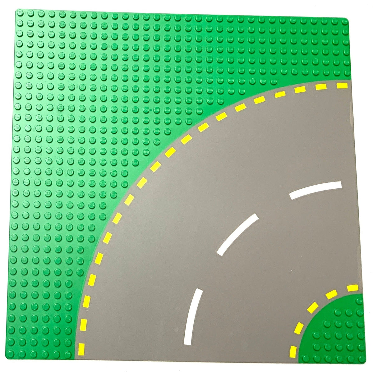32x32 Road Baseplate 6-Stud Curve with Dark Gray Road with Yellow Dashed Lines Pattern, Part# 44342pb01