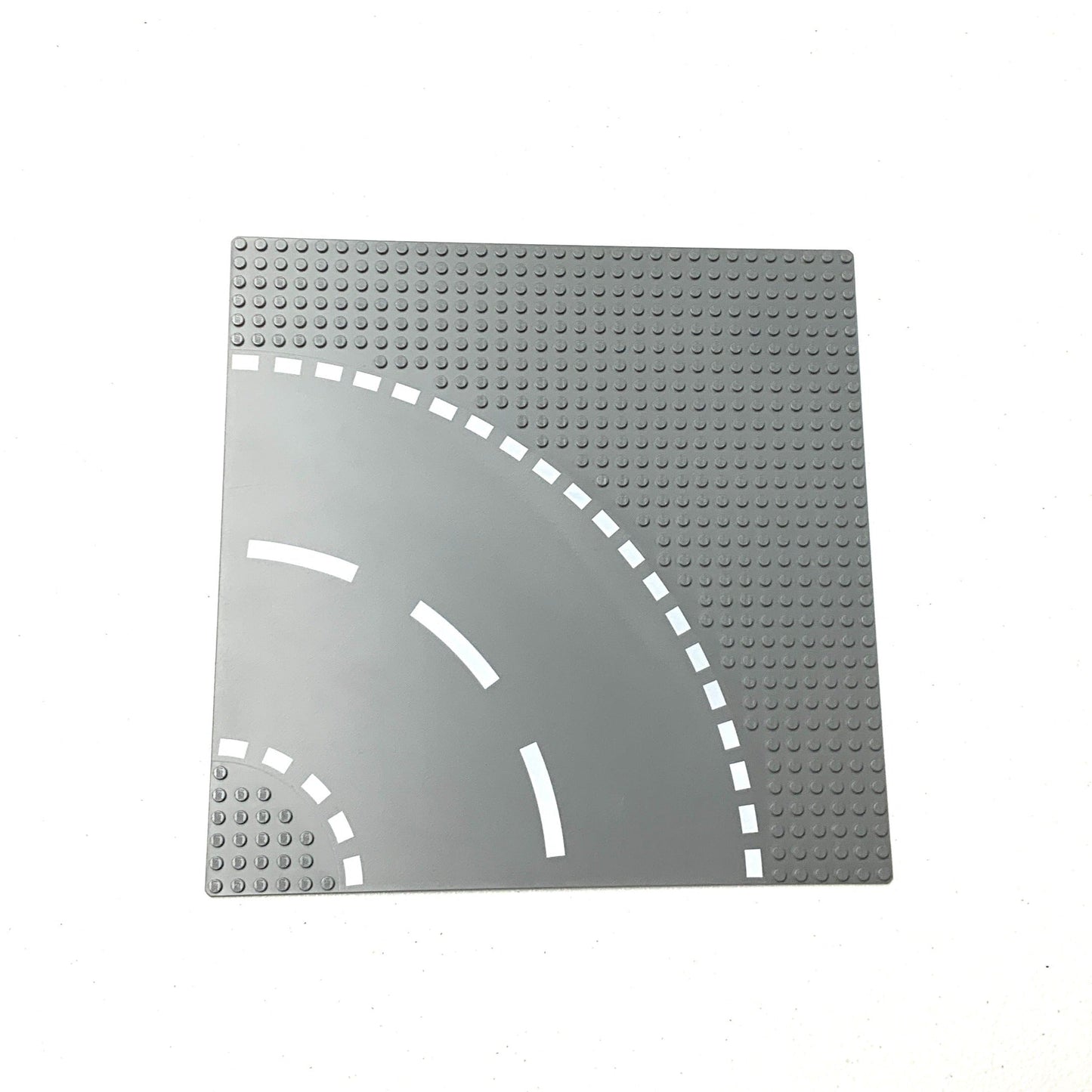 32x32 Road Baseplate 6-Stud Curve with White Dashed Lines Pattern, Part# 44342px2