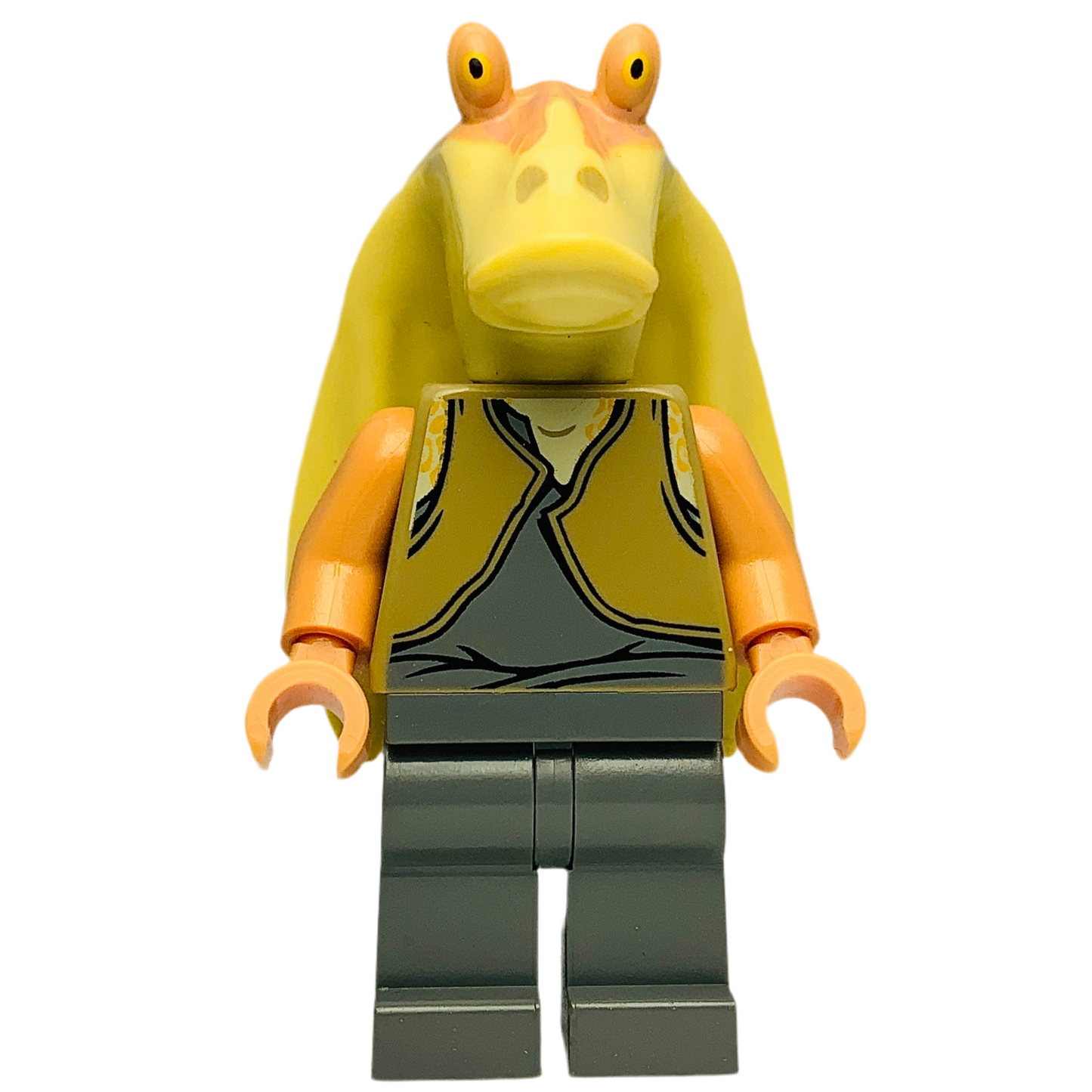 Jar Jar Binks - Dark Tan Torso, Printed Head with Dark Tan Top, Dark Bluish Gray Legs, sw0301 - LEGO® Star Wars Minifigure