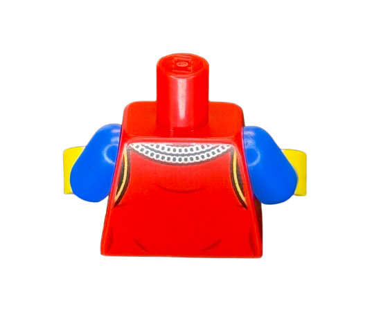 Torso Castle Surcoat, Silver Chain Mail Collar, Yellow Lion with Raised Foot on Blue Shield Emblem Pattern / Blue Arms / Yellow Hands, Part# 973pb4840c01