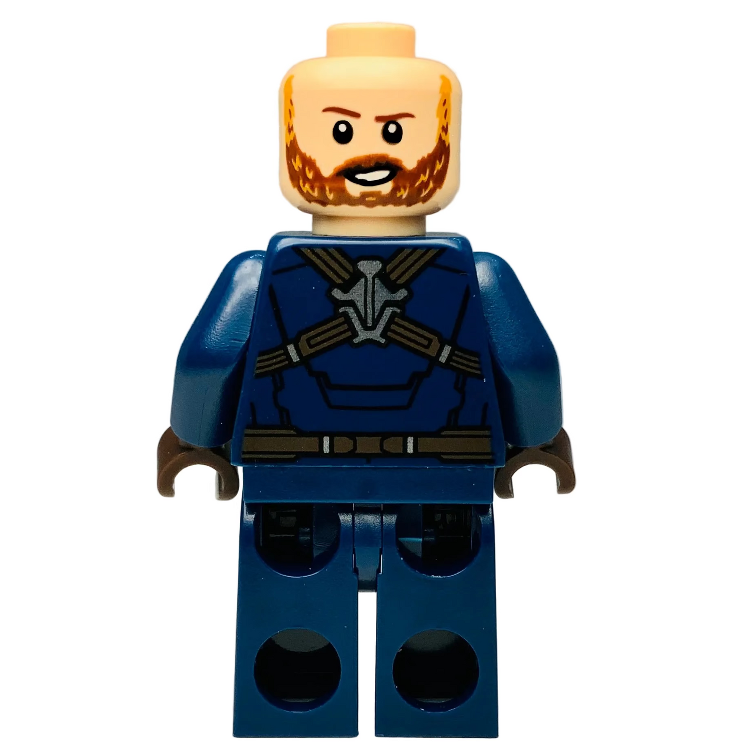 Captain America - Dark Blue Suit with Dark Brown Belt and Harness, Dark Brown Hands, Hair, sh0495 - LEGO® Marvel Minifigure
