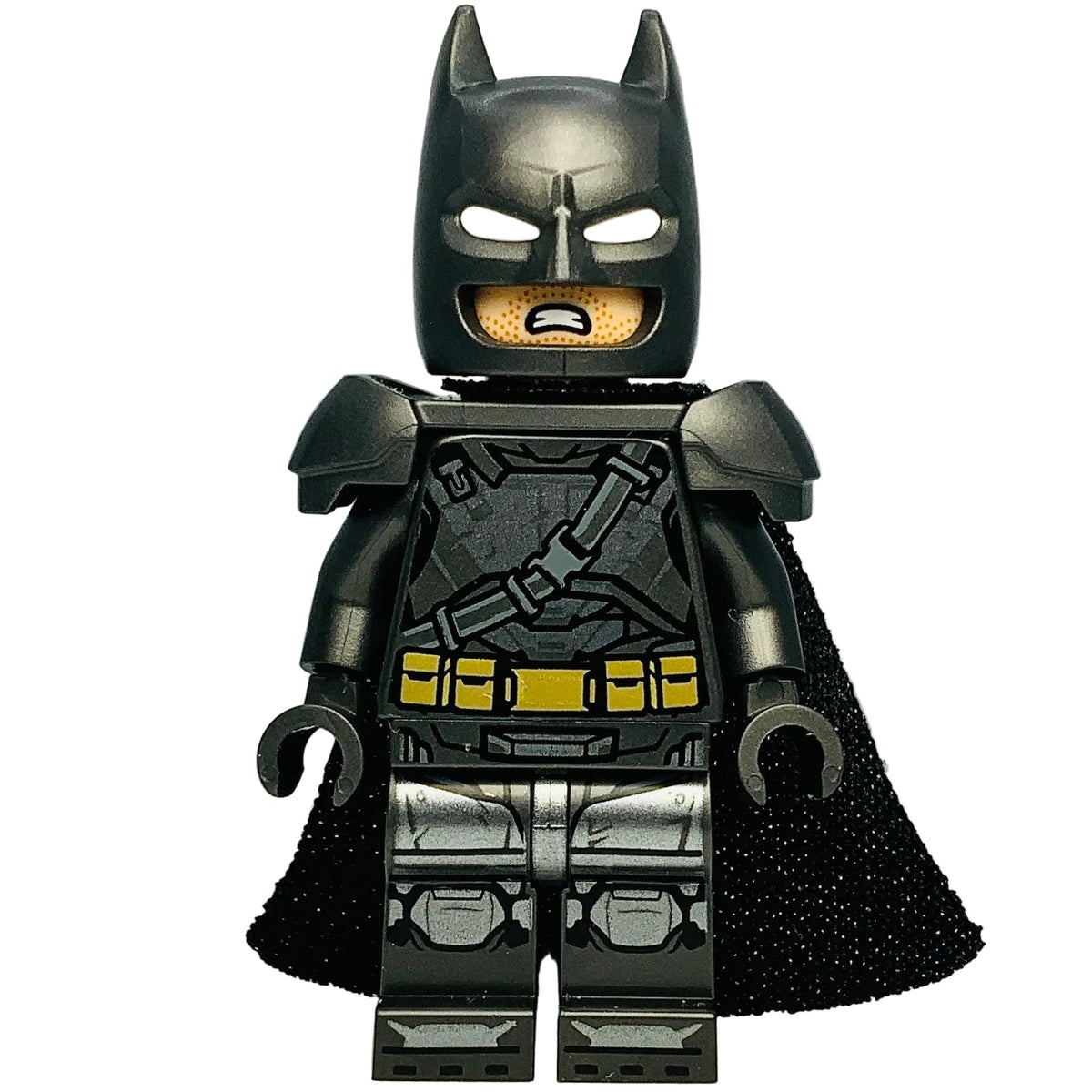 Batman - Pearl Dark Gray Armor, Cowl with White Eyes, Spongy Cape, sh1122 - LEGO® DC Minifigure