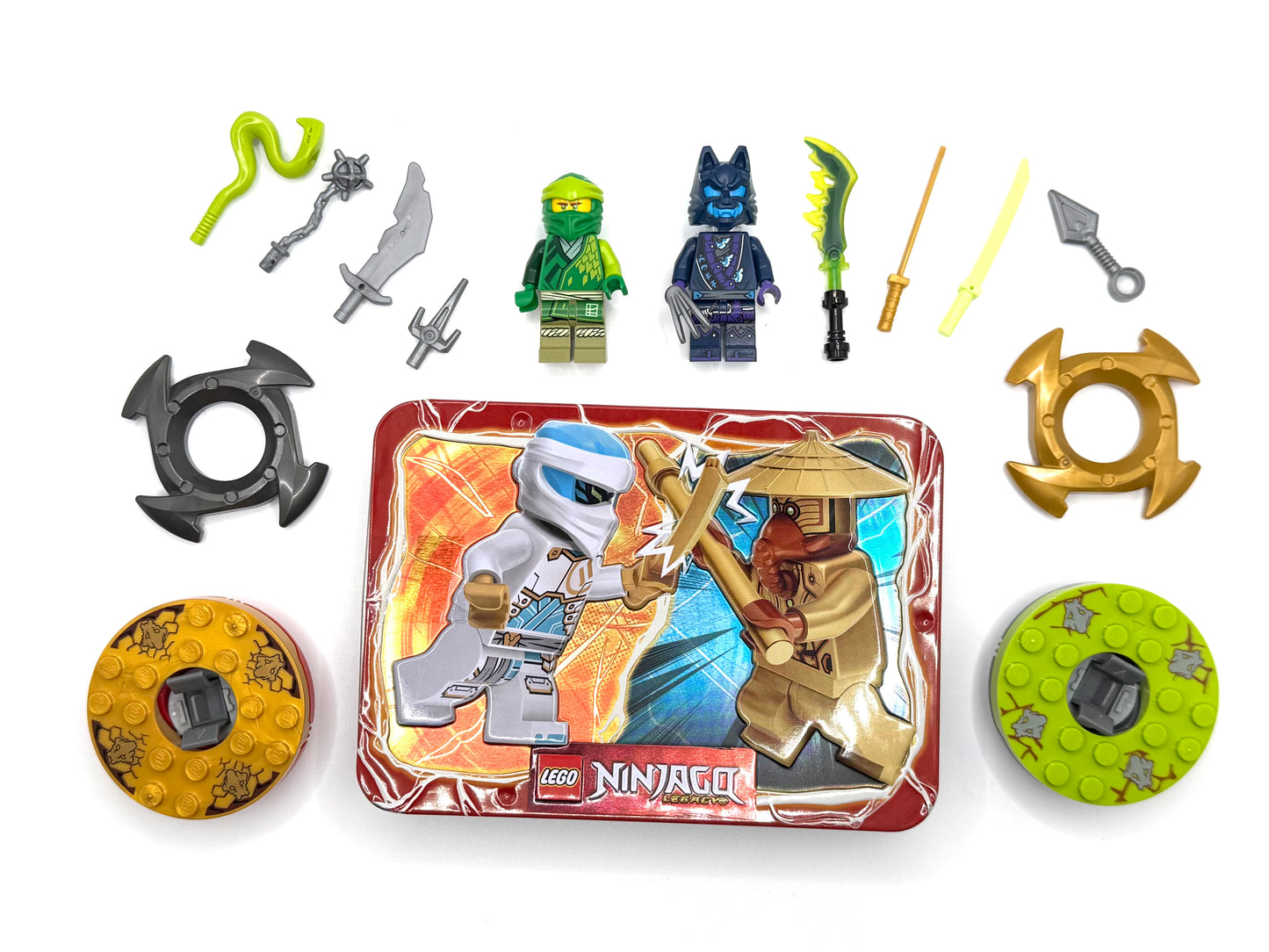 Ninjago Spinner Battle Mystery Tin, 2 Minifigures & Spinners!
