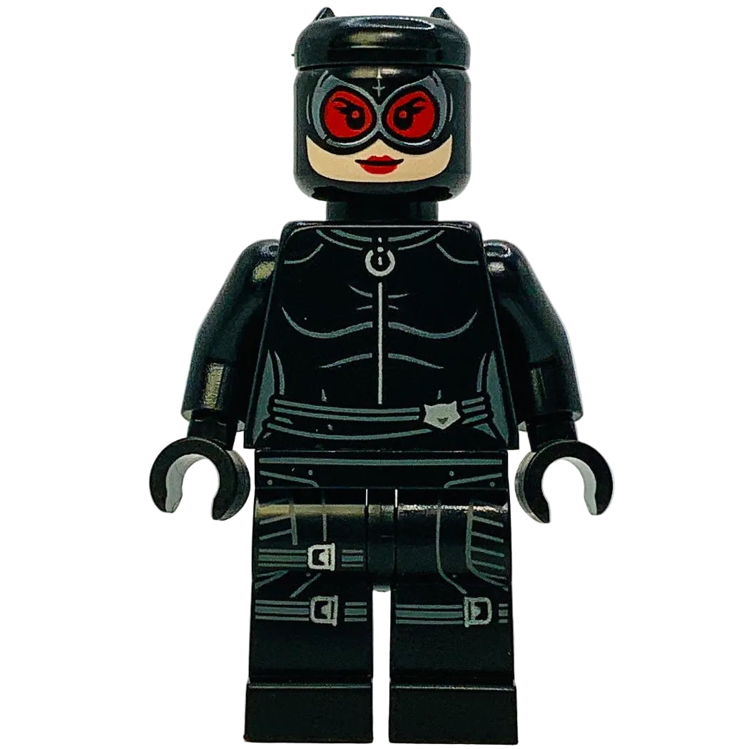 Catwoman - Black Suit and Mask, Red Lenses, Leg Straps, sh1089 - LEGO® DC Minifigure