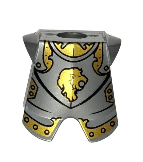 Minifigure Armor Breastplate with Leg Protection with Kingdoms Lion Head Pattern, Part# 2587pb23