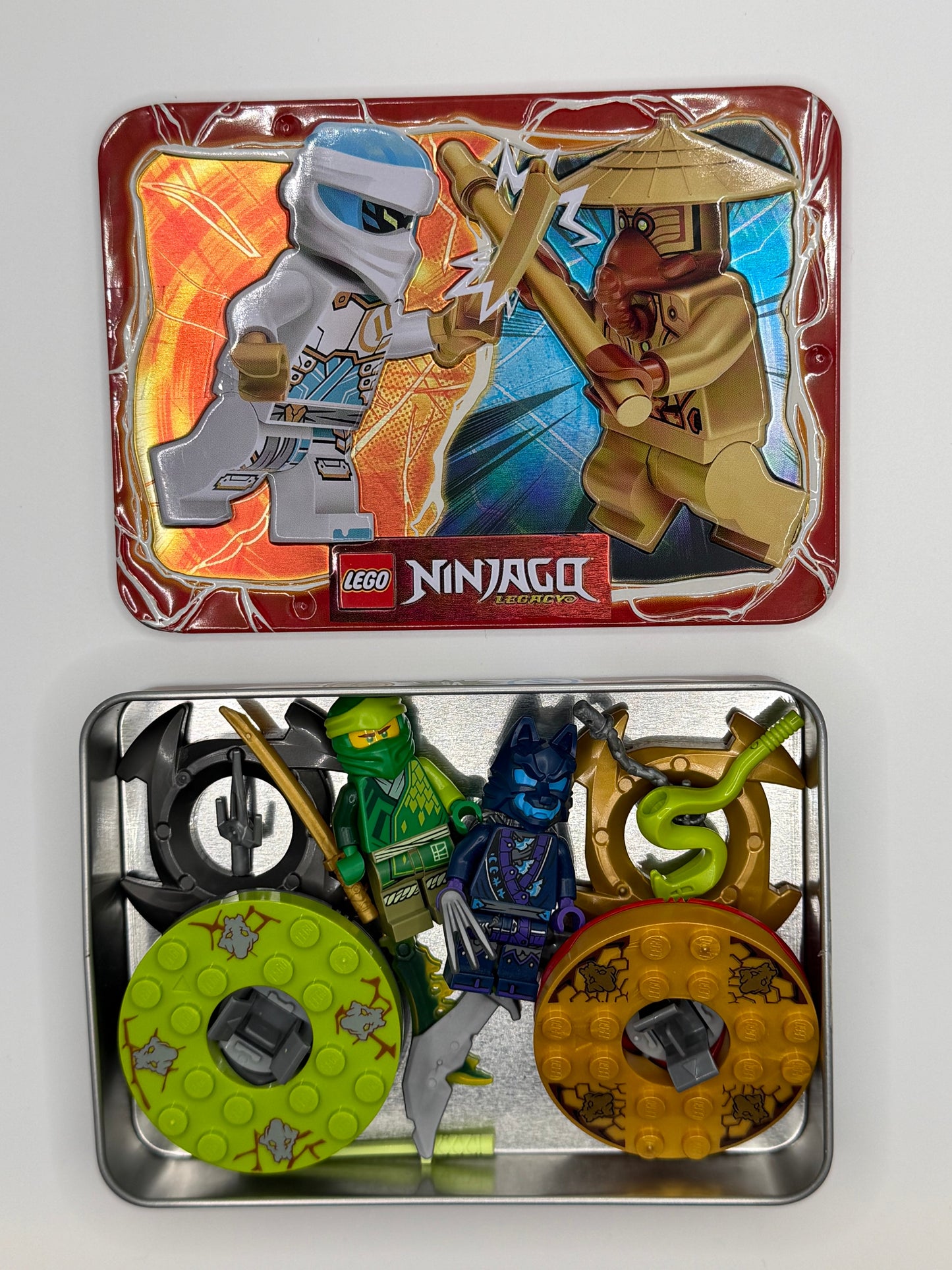 Ninjago Spinner Battle Mystery Tin, 2 Minifigures & Spinners!