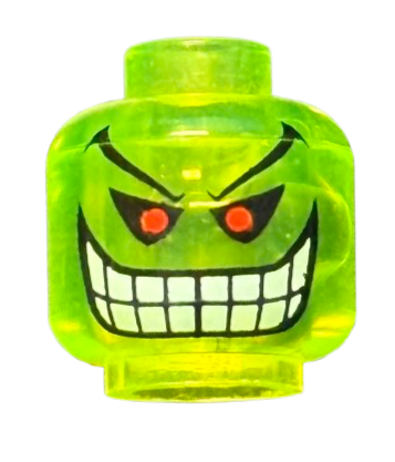 Minifigure, Head Red Eyes, Eyebrows, White Teeth and Grin Pattern (The Joker's Bomb), Part# 3626pb0243