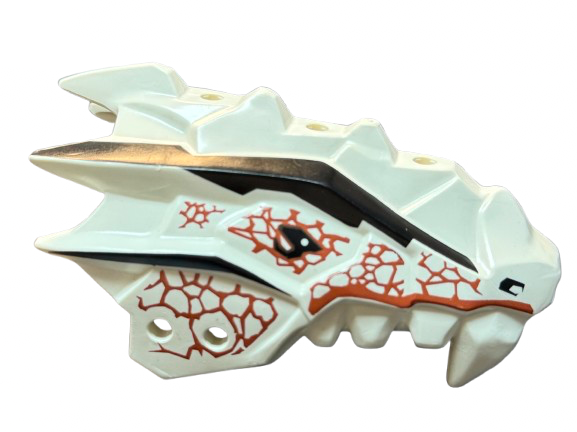 Dragon Head (Ninjago) Jaw Upper Spiny with Reddish Brown Cracks and Black Eyes and Stripes Pattern, Part# 93071pb02