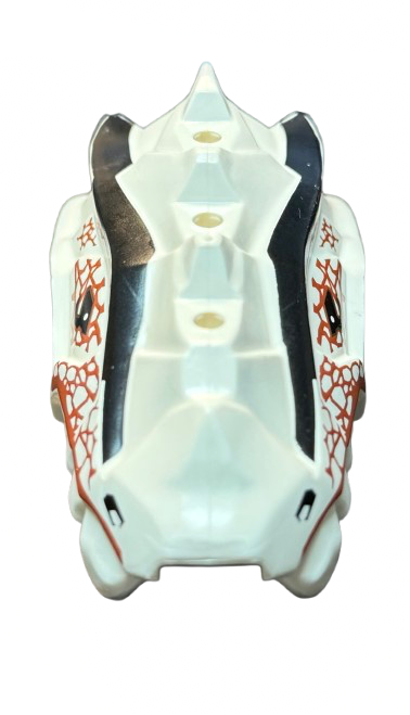 Dragon Head (Ninjago) Jaw Upper Spiny with Reddish Brown Cracks and Black Eyes and Stripes Pattern, Part# 93071pb02