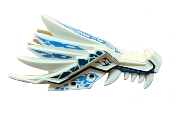 Dragon Head (Ninjago) Jaw Upper with Medium Blue and Dark Blue Sections and Ice Spirit Pattern, Part# 93070pb05