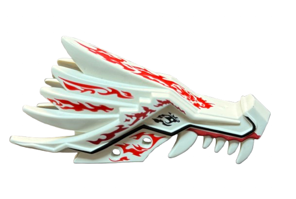 Dragon Head (Ninjago) Jaw Upper with Red and Dark Red Fire Spirit Pattern, Part# 93070pb04
