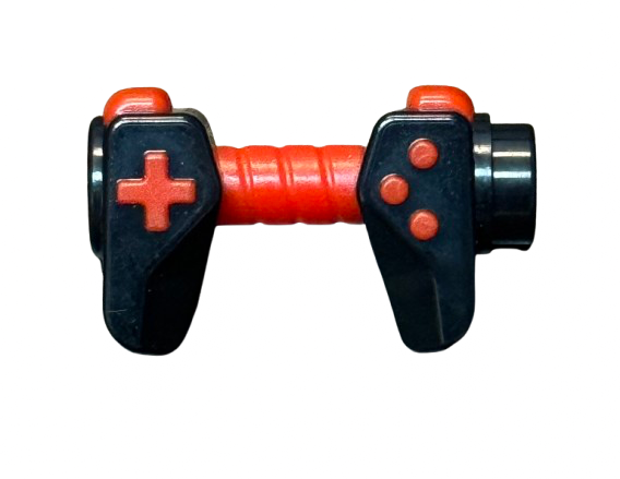Minifigure, Utensil Game Controller, Holes on Sides for Bar with Molded Red Buttons and Center Handle Pattern, Part# 65080pb01