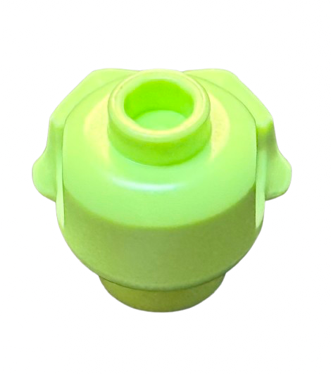 Minifigure, Head, Modified Skull with Black Eyes, Nose, Mouth, White Pupils, Teeth and Sand Green Around Mouth Pattern, Part# 43693pb05