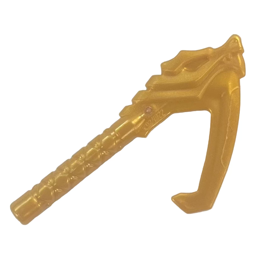 Minifigure, Weapon Sickle with Dragon Head and Long Wrapped Handle, Part #4922