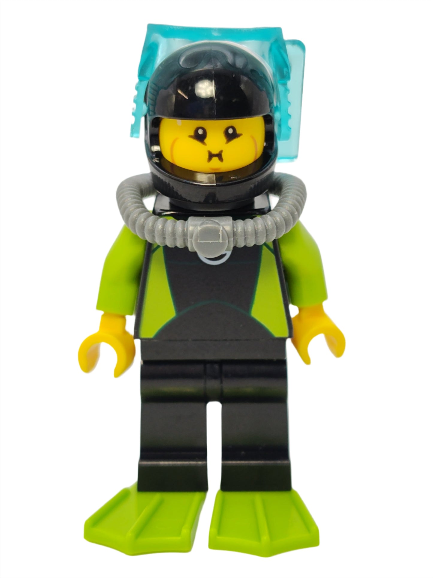 Diver - Black Wetsuit with White Logo and Lime Trim, cty1052