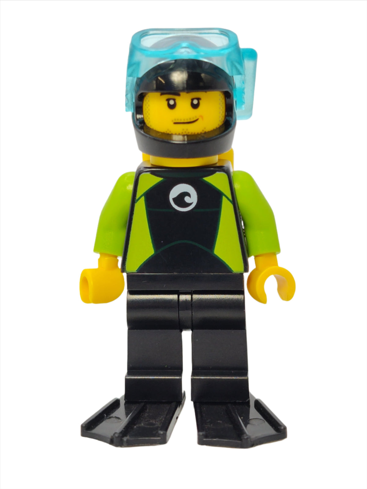 Diver - Black Flippers and Wetsuit with White Logo Yellow Scuba Tank, cty0958