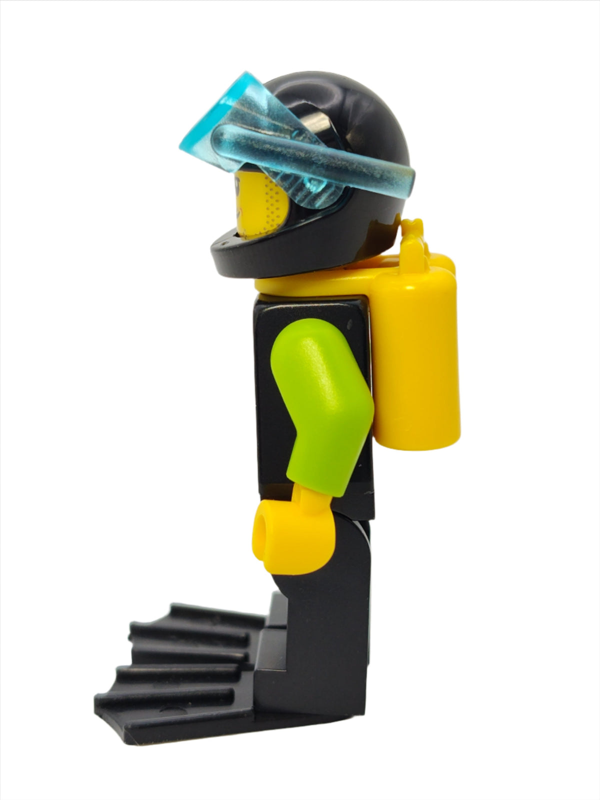 Diver - Black Flippers and Wetsuit with White Logo Yellow Scuba Tank, cty0958