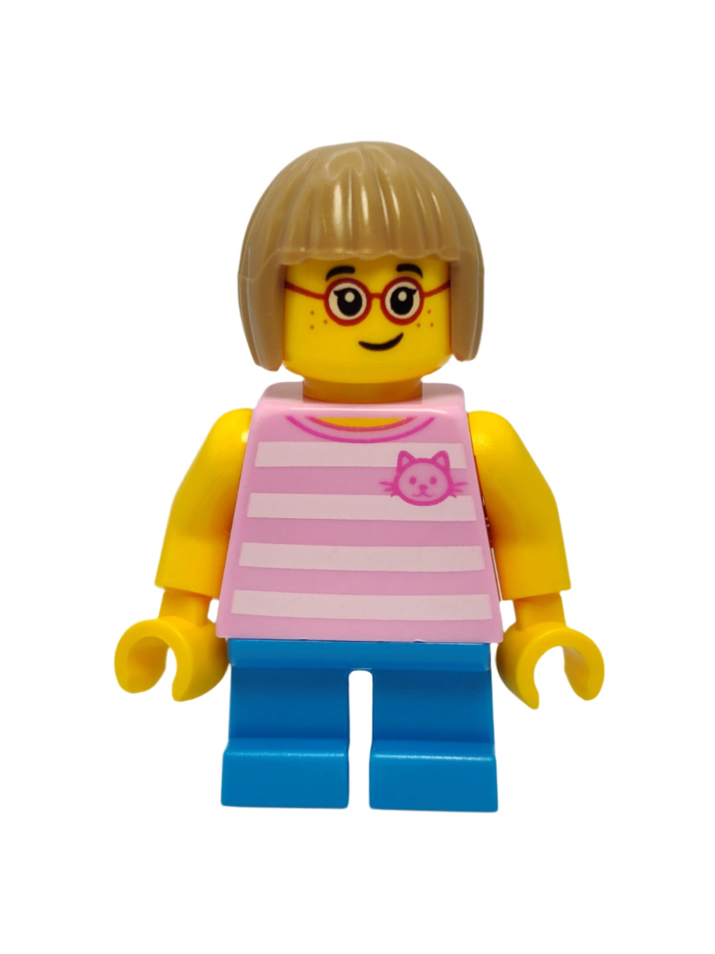 Child Girl - Bright Pink Striped Shirt with Cat Head, cty0663
